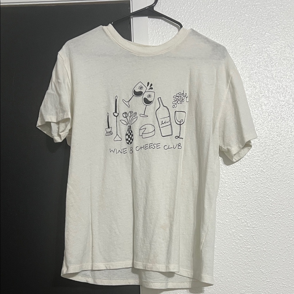 Z Supply Cream Wine & Cheese Club Short Sleeve Graphic Tee
